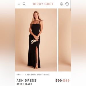 Birdy grey black crepe bridesmaid dress